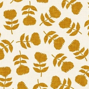 floral - vintage floral - mustard on cream - LAD21