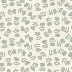 (small scale) floral - vintage floral - sage on cream - LAD21