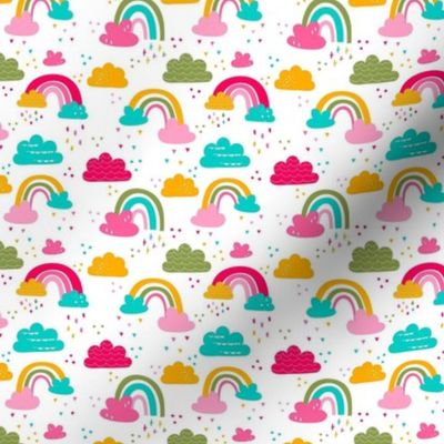 Small Scale Candy Color Rainbows and Clouds Bright Colorful Nursery