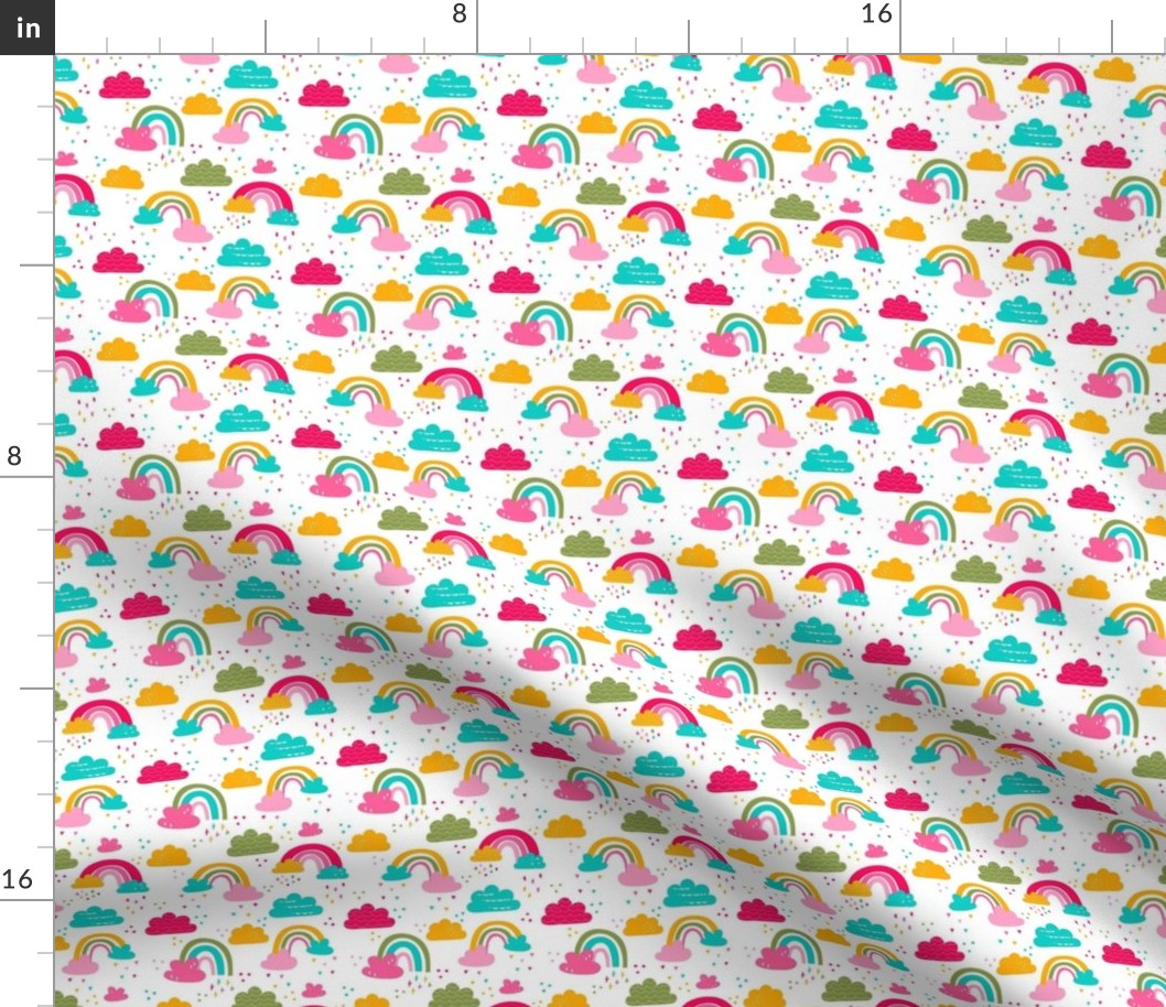 Small Scale Candy Color Rainbows and Clouds Bright Colorful Nursery