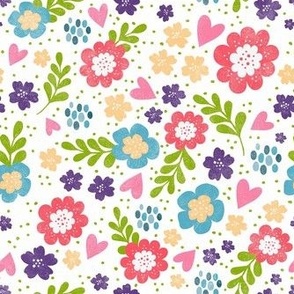 Medium Scale Spring Girl Flower Scatter I Can Do Anything Floral Coordinate