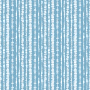 Bigger Scale Tie Dye Vertical Stripes White on Cornflower Blue