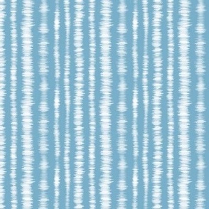 Smaller Scale Tie Dye Vertical Stripes White on Cornflower Blue