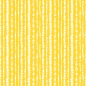 Smaller Scale Tie Dye Vertical Stripes White on Sunshine Yellow