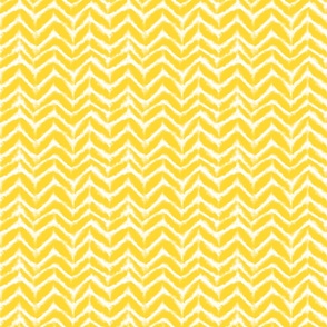 Bigger Scale Tie Dye Chevron Arrow Stripes White on Sunshine Yellow