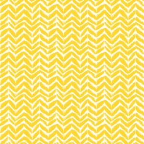 Smaller Scale Tie Dye Chevron Arrow Stripes White on Sunshine Yellow