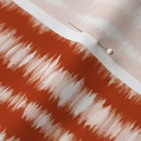 Bigger Scale Tie Dye Vertical Stripes White on Dark Terracotta Burnt Orange Brown