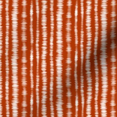 Smaller Scale Tie Dye Vertical Stripes White on Dark Terracotta Burnt Orange Brown