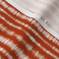 Smaller Scale Tie Dye Vertical Stripes White on Dark Terracotta Burnt Orange Brown