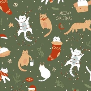 Christmas cats. Funny winter cats in costume
