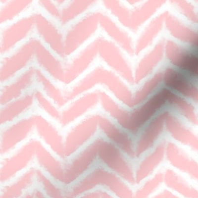 Bigger Scale Chevron Arrow Stripes White on Baby Pink
