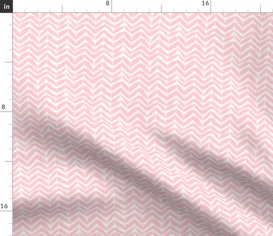 Smaller Scale Chevron Arrow Stripes White on Baby Pink