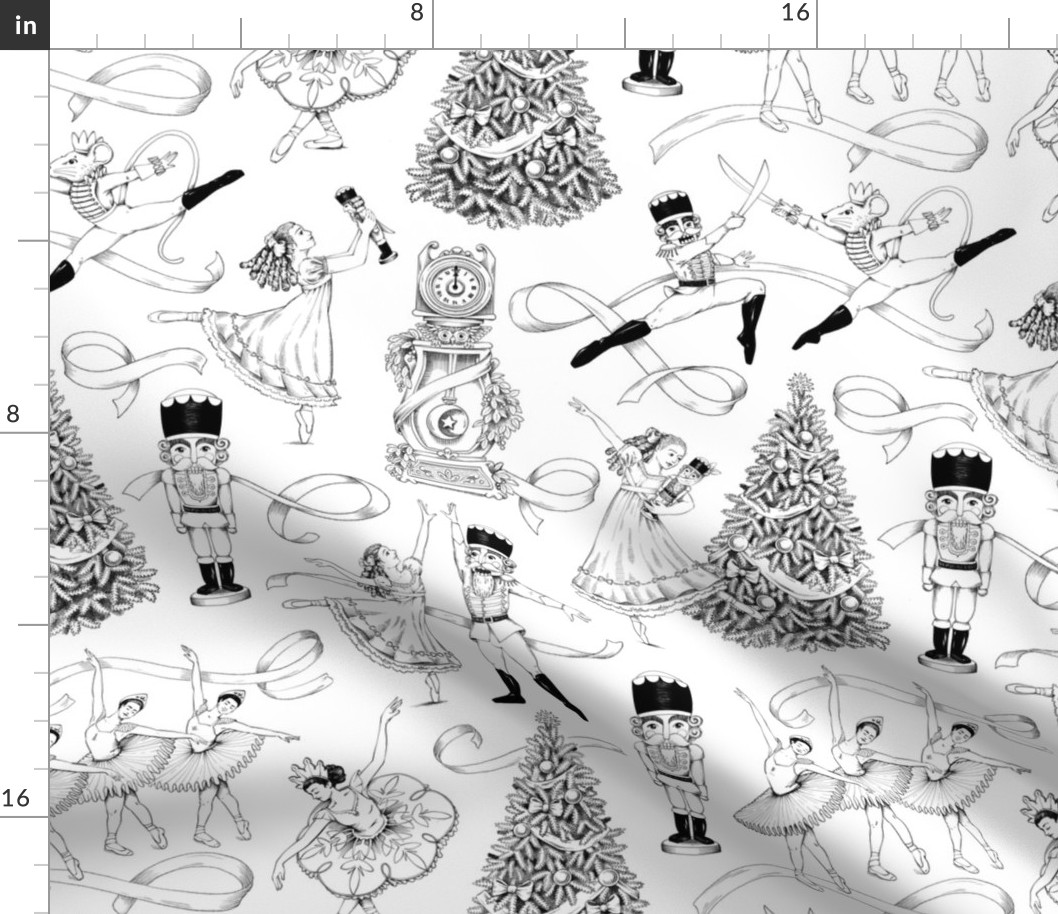 Nutcracker Toile Black and White - Large