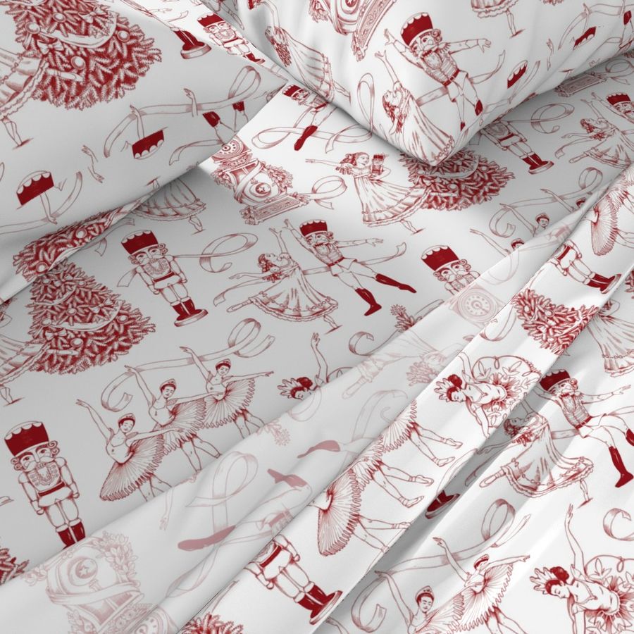 Nutcracker Toile Red &  White - Large