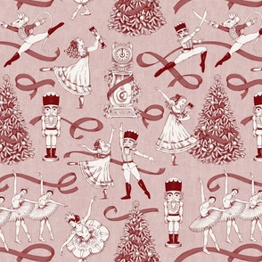 Nutcracker Toile Red & White Linen - Large