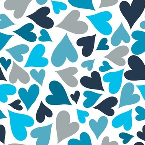 Large Scale Heart Scatter Blue Aqua Navy Grey