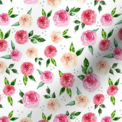 Medium Scale Pink Watercolor Roses Wild and Free Horse Coordinate