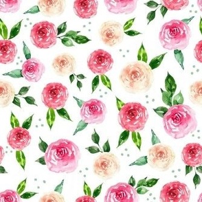 Medium Scale Pink Watercolor Roses Wild and Free Horse Coordinate
