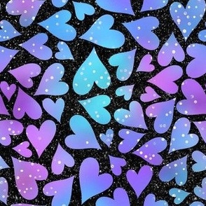 Medium Scale Sparkling Heart Scatter on Black