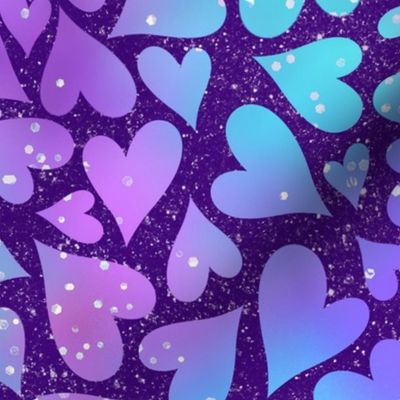Large Scale Sparkling Heart Scatter on Purple