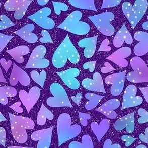 Medium Scale Sparkling Heart Scatter on Purple