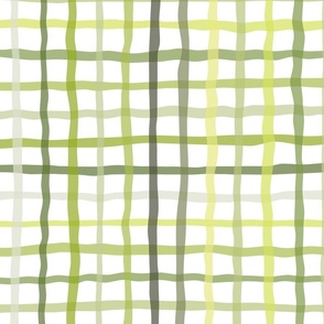 gingham - crooked green plaid - plaid fabric