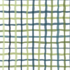 gingham - crooked deep forest plaid - plaid fabric