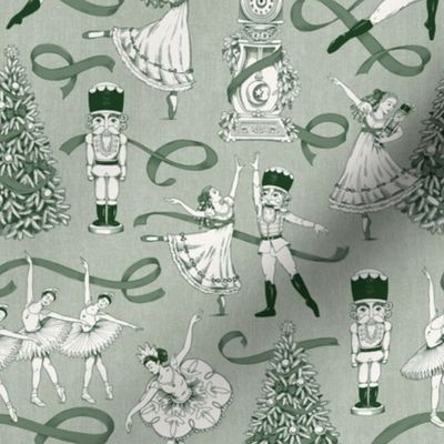 Nutcracker Toile Green & White Shades - Smaller