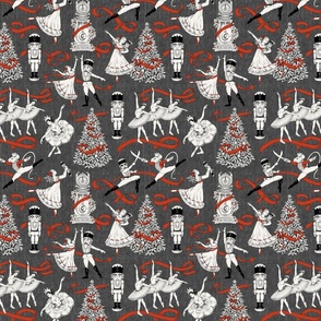 Nutcracker Toile Black and White Shades with Red Ribbon - Smaller