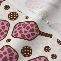 Smaller Scale Pickleball Paddles Pink and Brown Animal Print