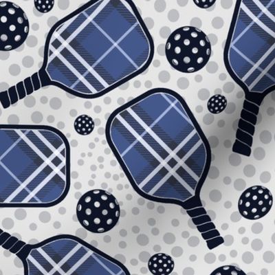 Bigger Scale Pickleball Paddles Navy and Grey Plaid