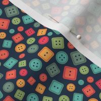 Small Scale Colorful Buttons Sewing Notions on Navy