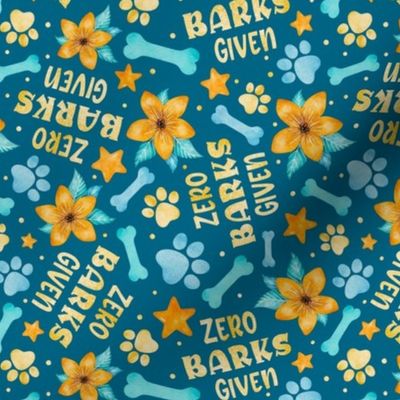Medium Scale Zero Barks Given Funny Sarcastic Dogs Paw Prints Bones