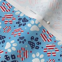 Small Scale Patriotic Dog Paw Prints Red White and Blue Stars and Stripes