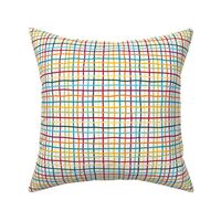 thin plaid - colorful bohemian crooked lines on white - gingham pattern