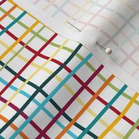 thin plaid - colorful bohemian crooked lines on white - gingham pattern