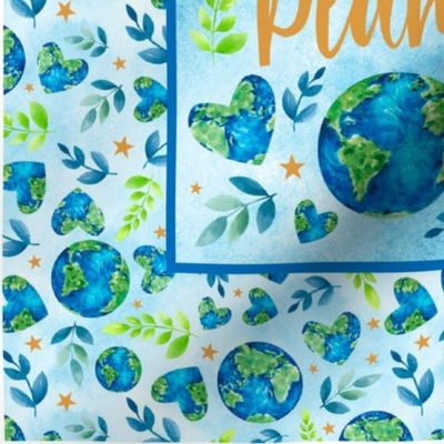 14x18 Panel Love Your Planet Garden Flag Hand Towel or Small Wall Hanging Green Blue Earth and Hearts Earth Day Home Decor