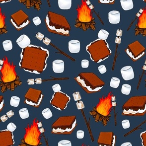 Large Scale Campfire Smores on Navy Marshmallows Camping Snacks