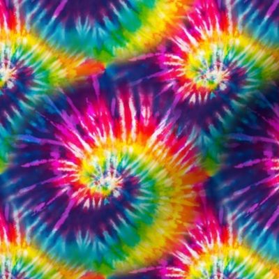 Medium Scale Colorful Rainbow Tie Dye Swirl