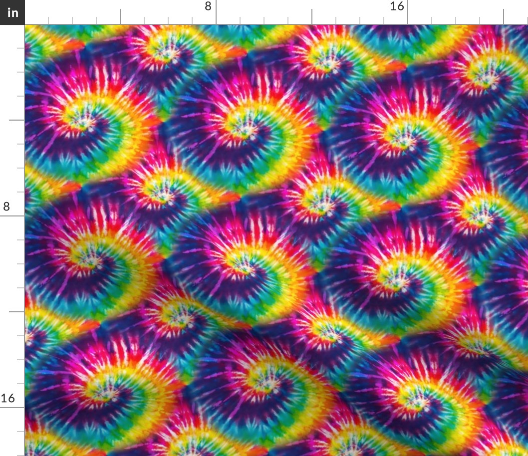 Medium Scale Colorful Rainbow Tie Dye Swirl
