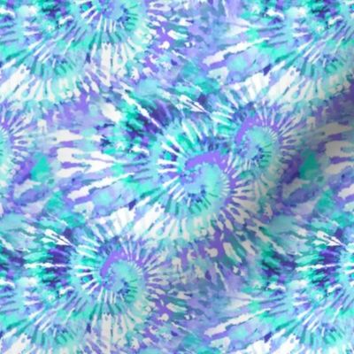 Medium Scale Tie Dye Swirl Blue Aqua Purple Lavender