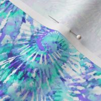 Medium Scale Tie Dye Swirl Blue Aqua Purple Lavender