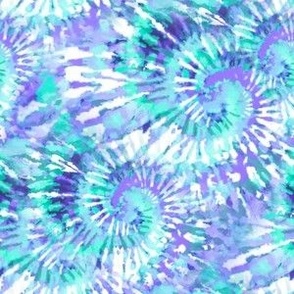 Medium Scale Tie Dye Swirl Blue Aqua Purple Lavender