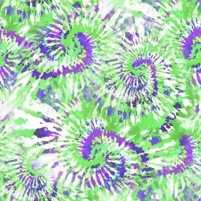 Medium Scale Tie Dye Swirl Lime Green Purple