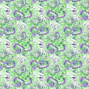 Small Scale Tie Dye Swirl Lime Green Purple