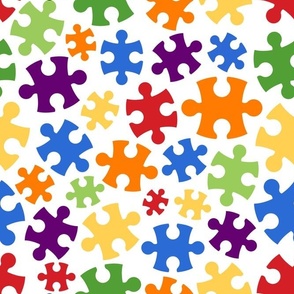 Large Scale Puzzle Pieces Bright Rainbow Colors