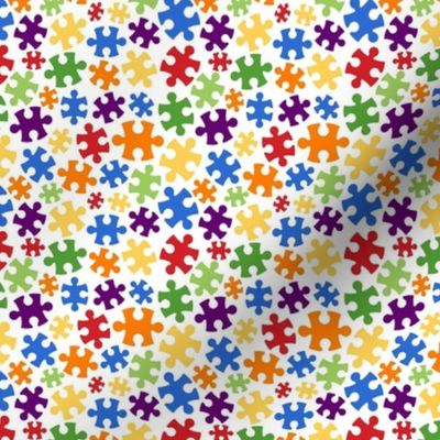 Small Scale Puzzle Pieces Bright Rainbow Colors