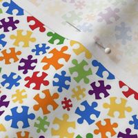 Small Scale Puzzle Pieces Bright Rainbow Colors