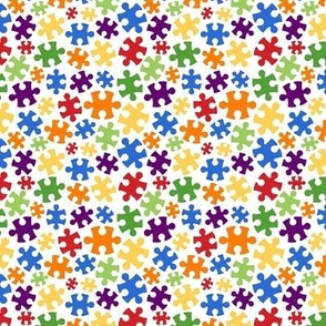 Small Scale Puzzle Pieces Bright Rainbow Colors