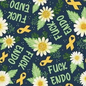 Medium Scale Fuck Endo Yellow Endometriosis Awareness Ribbon Daisy Flowers Sarcastic Sweary Adult Humor